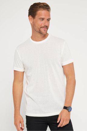 تی شرت سفید مردانه یقه گرد تکی طراحی کد 831956292