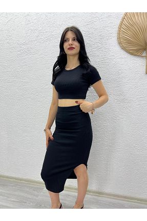 ست بالاتنه و پائین تنه مشکی زنانه بافت madammodabir - کد 843466807