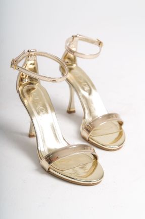 کفش مجلسی طلائی زنانه پاشنه نازک پاشنه متوسط ( 5 - 9 cm ) چرم مصنوعی کد 833382652