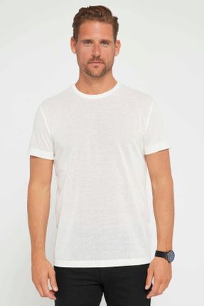 تی شرت سفید مردانه یقه گرد تکی طراحی کد 831956292