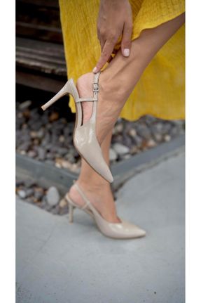 کفش پاشنه بلند کلاسیک بژ زنانه پاشنه ساده پاشنه متوسط ( 5 - 9 cm ) کد 815006055