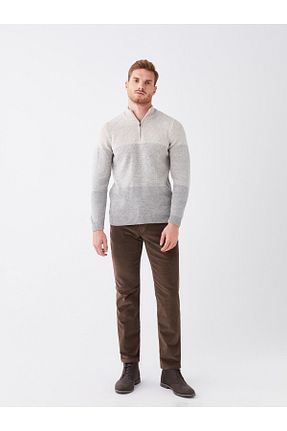 شلوار پارچه ای قهوه ای مردانه فاق نرمال LC Waikiki - کد 778065900
