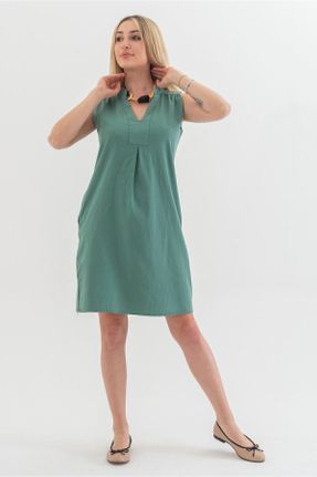 لباس سبز زنانه بافتنی لیکرا راحت بیسیک کد 302217414