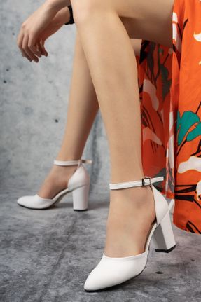 کفش پاشنه بلند کلاسیک سفید زنانه جیر پاشنه ضخیم پاشنه متوسط ( 5 - 9 cm ) کد 208782420