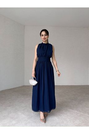 لباس مجلسی و فارغ التحصیلی سرمه ای زنانه شیفون popibutik - کد 831898792