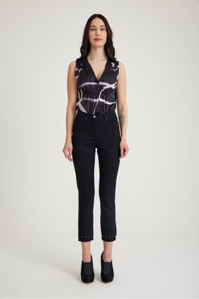شلوار جین مشکی زنانه فاق بلند جین استاندارد کد 819371543