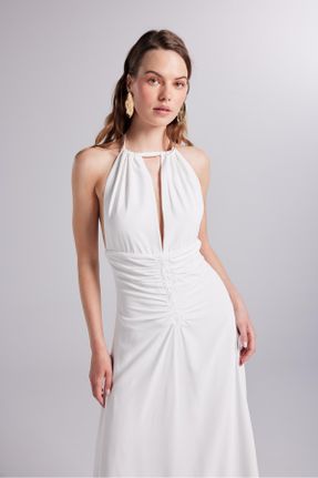 لباس سفید زنانه بافتنی پلی استر رگولار اداری کد 828653148