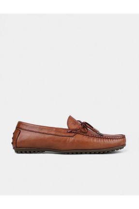 کفش لوفر قهوه ای مردانه چرم طبیعی پاشنه کوتاه ( 4 - 1 cm ) کد 774435119