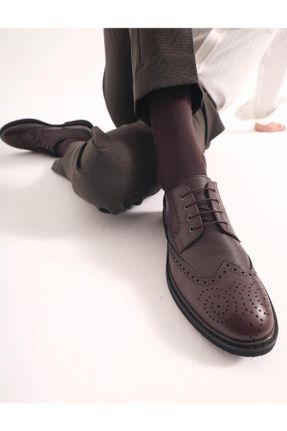 کفش کژوال قهوه ای مردانه چرم طبیعی پاشنه کوتاه ( 4 - 1 cm ) پاشنه ساده کد 648844534