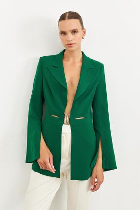 کت سبز زنانه اسلیم پلی استر بدون جیب آستر دار کد 773306896