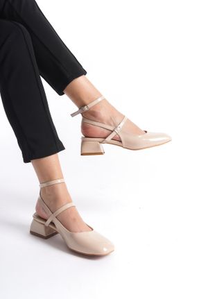 کفش پاشنه بلند کلاسیک بژ زنانه چرم مصنوعی پاشنه ضخیم پاشنه کوتاه ( 4 - 1 cm ) کد 805456146
