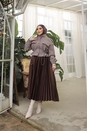 دامن حجاب قهوه ای زنانه ساق پهن HELEN - کد 798382575