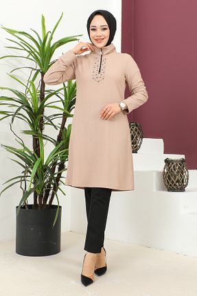 تونیک قهوه ای زنانه بافت Moda Ebva - کد 803320221