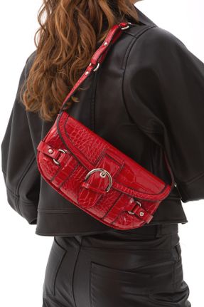 کیف دوشی قرمز زنانه چرم مصنوعی کد 369706065