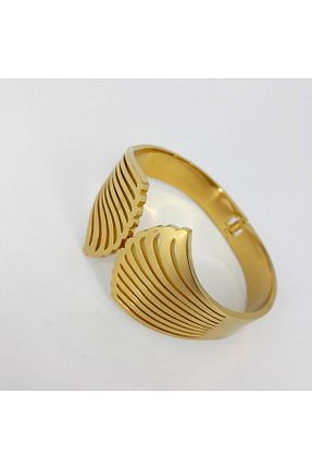 دستبند استیل (فولاد) طلائی زنانه استیل (فولاد) PİNA HEDİYELİK AKSESUAR - کد 843990843