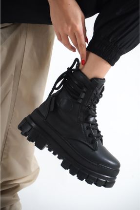 بوت مشکی زنانه چرم مصنوعی پاشنه ضخیم پاشنه متوسط ( 5 - 9 cm ) Gore-Tex کد 357595689