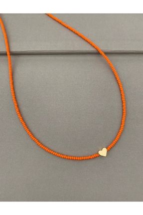 گردنبند جواهر نارنجی زنانه روکش طلا کد 348444937
