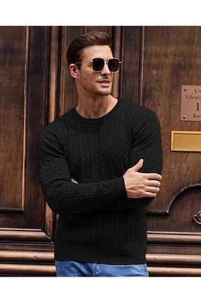 پلیور مشکی مردانه ساده youknitwear you - کد 844066062