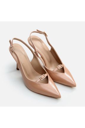 کفش پاشنه بلند کلاسیک بژ زنانه پاشنه نازک پاشنه متوسط ( 5 - 9 cm ) کد 844043750