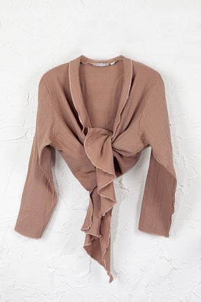 کیمونو و کافتان قهوه ای زنانه %100 پنبه Clafre - کد 844120947