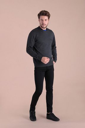 پلیور طوسی مردانه ساده Ferraro - کد 31905491
