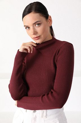 پلیور زرشکی زنانه ساده Ferraro - کد 48597238