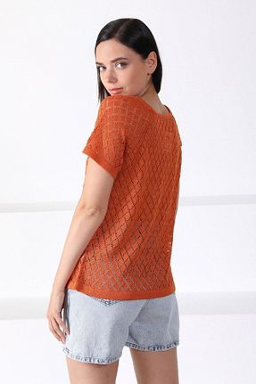 پلیور نارنجی زنانه ساده Ferraro - کد 48166981