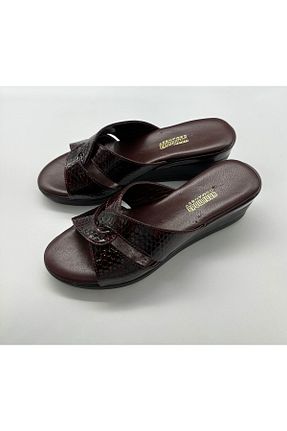 دمپائی خانگی زرشکی زنانه چرم خالص Butik - کد 800069607