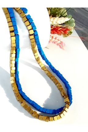 گردنبند جواهر آبی زنانه کد 707546978