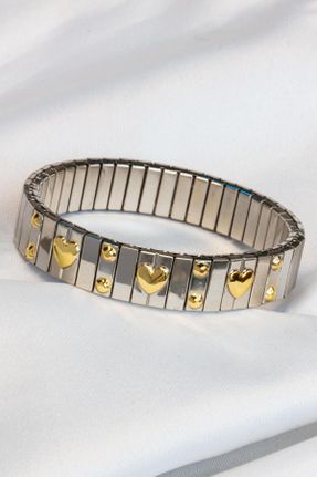 دستبند استیل طلائی زنانه فولاد ( استیل ) کد 806158865