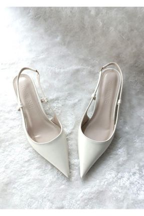 کفش پاشنه بلند کلاسیک سفید زنانه چرم مصنوعی پاشنه نازک پاشنه کوتاه ( 4 - 1 cm ) کد 814847653