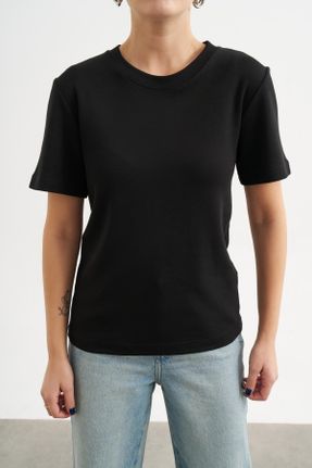 تی شرت مشکی زنانه رگولار یقه گرد کد 805792275