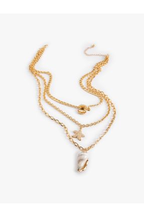 گردنبند جواهر طلائی زنانه فلزی کد 834112016