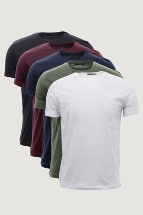 تی شرت مردانه اسلیم فیت یقه گرد پنبه (نخی) 5