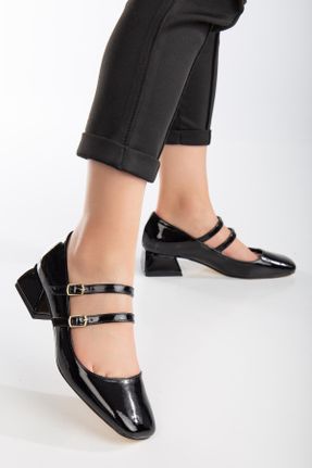 کفش پاشنه بلند کلاسیک مشکی زنانه چرم مصنوعی پاشنه ضخیم پاشنه کوتاه ( 4 - 1 cm ) کد 805543400