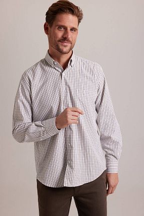 پیراهن بژ مردانه رگولار YSF - کد 796076324