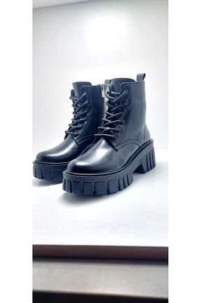 بوت مشکی زنانه چرم مصنوعی پاشنه پر پاشنه متوسط ( 5 - 9 cm ) Gore-Tex کد 785776857