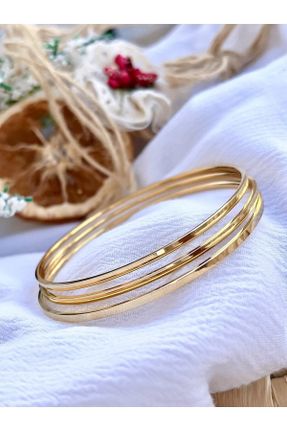دستبند استیل طلائی زنانه فولاد ( استیل ) کد 745601993