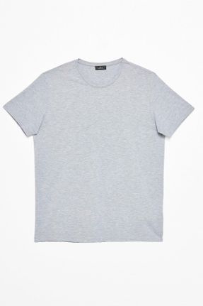 تی شرت طوسی مردانه یقه گرد تکی طراحی کد 824706808