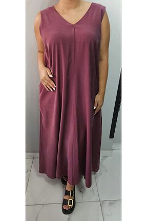 لباس سایز بزرگ زرشکی زنانه پارچه Butik Nilyam - کد 844054903