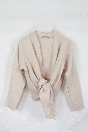 کیمونو و کافتان بژ زنانه %100 پنبه Clafre - کد 844120929