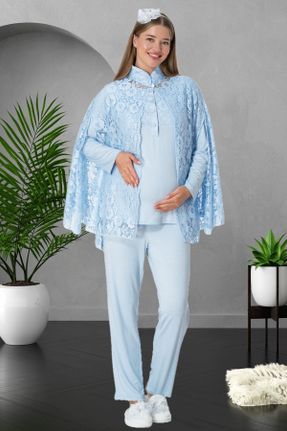 ست لباس راحتی حاملگی آبی زنانه پنبه (نخی) کد 844135558