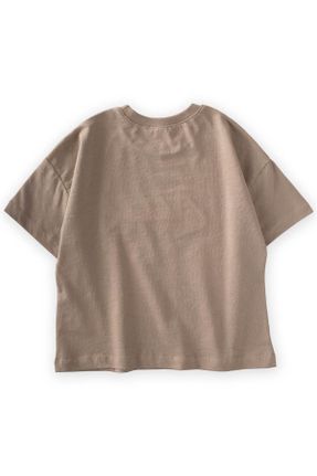 تی شرت قهوه ای بچه گانه رگولار یقه گرد تکی کد 691025636