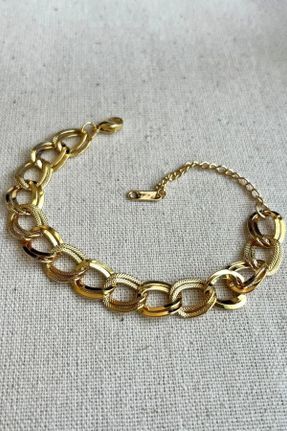 دستبند استیل طلائی زنانه فولاد ( استیل ) کد 751417948