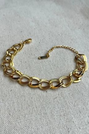 دستبند استیل طلائی زنانه فولاد ( استیل ) کد 751417948