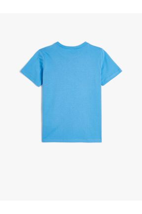 تی شرت آبی بچه گانه رگولار یقه گرد تکی کد 829241521