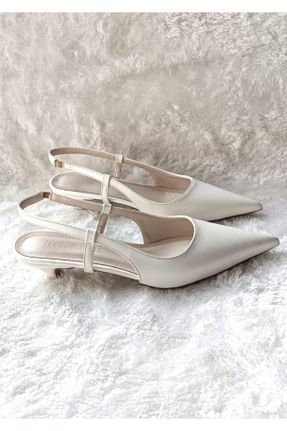 کفش پاشنه بلند کلاسیک سفید زنانه چرم مصنوعی پاشنه نازک پاشنه کوتاه ( 4 - 1 cm ) کد 814847653