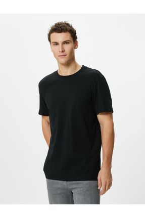 تی شرت صورتی مردانه رگولار یقه گرد پنبه (نخی) تکی کد 801350693