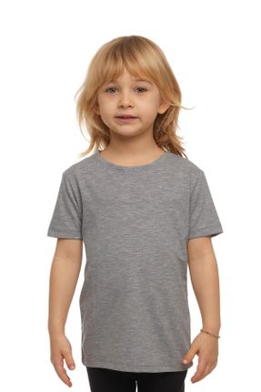 تی شرت طوسی بچه گانه رگولار یقه گرد تکی کد 298532565