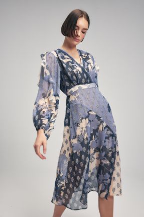 لباس بژ زنانه بافتنی طرح گلدار Fitted آستین-بلند کد 808556957